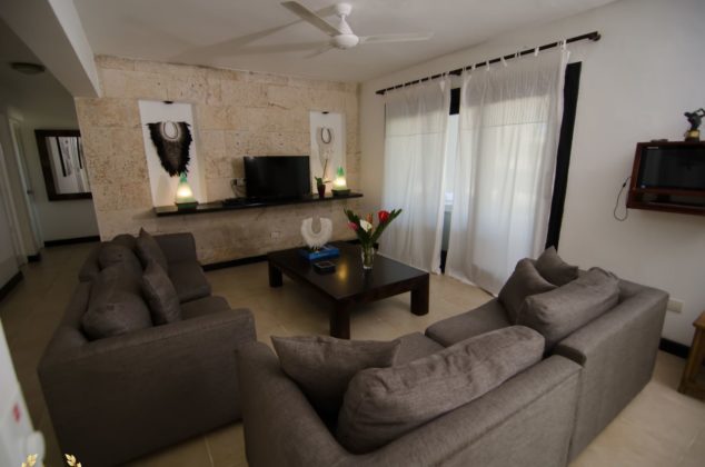 the main beach villa living room
