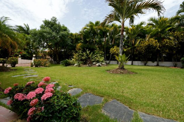 the villa has a garden area