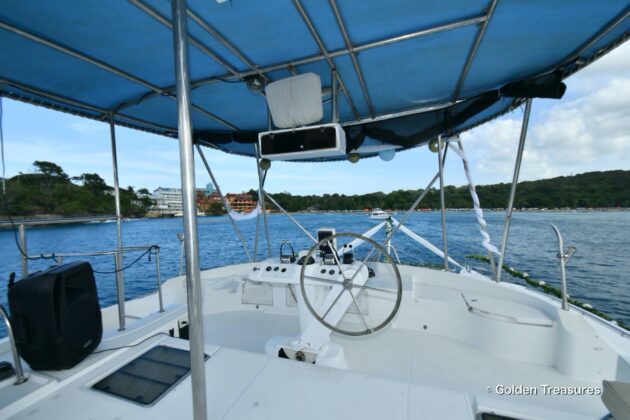 The catamaran bridge and captain helm